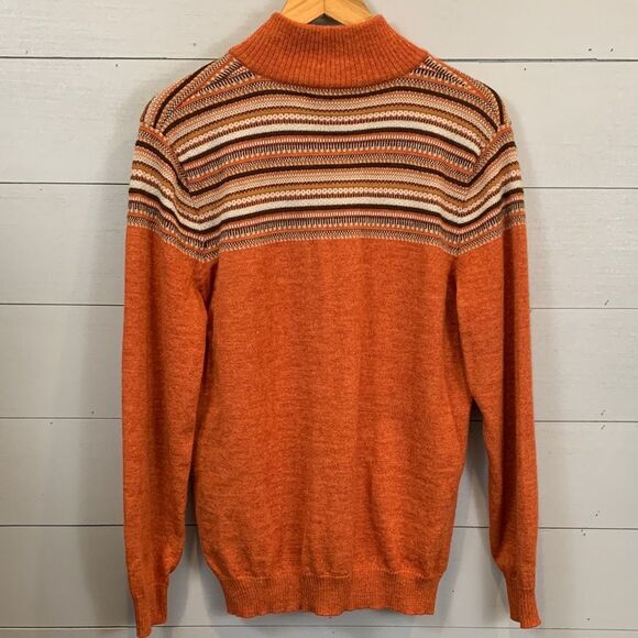 100% baby Alpaca orange Henley zip long sleeved orange fall sweater - Picture 7 of 9